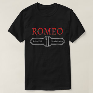 T-shirt drôle de Roméo retraité mangeant