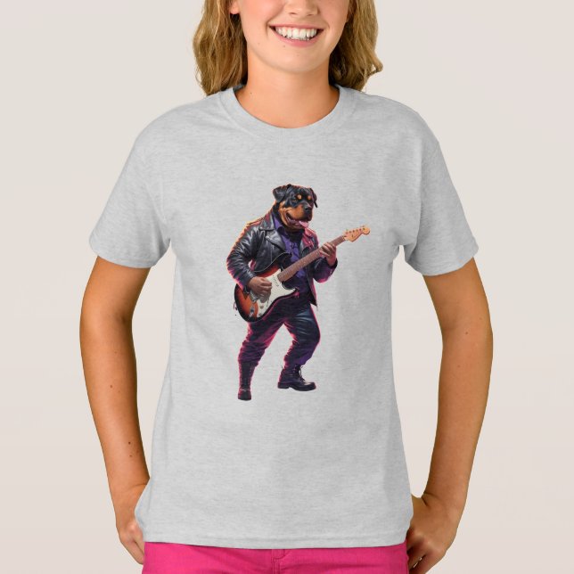 T-shirt drôle de Rottweiler Rock Star (Devant)