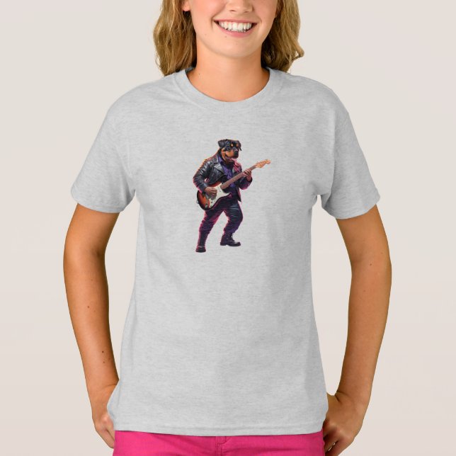 T-shirt drôle de Rottweiler Rock Star (Devant)
