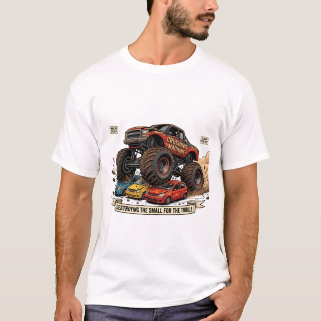 T-shirt drôle de roue de secours de camion monstre (Devant)