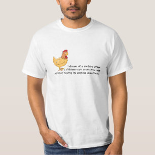 T-shirt drôle de route de croisement de poulet