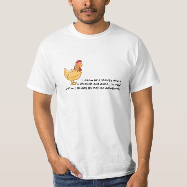 T-shirt drôle de route de croisement de poulet (Devant)