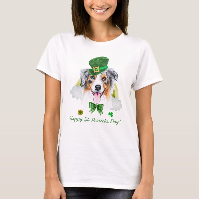 T-shirt Drôle de Saint-Patrick Australien Berger Doré (Devant)