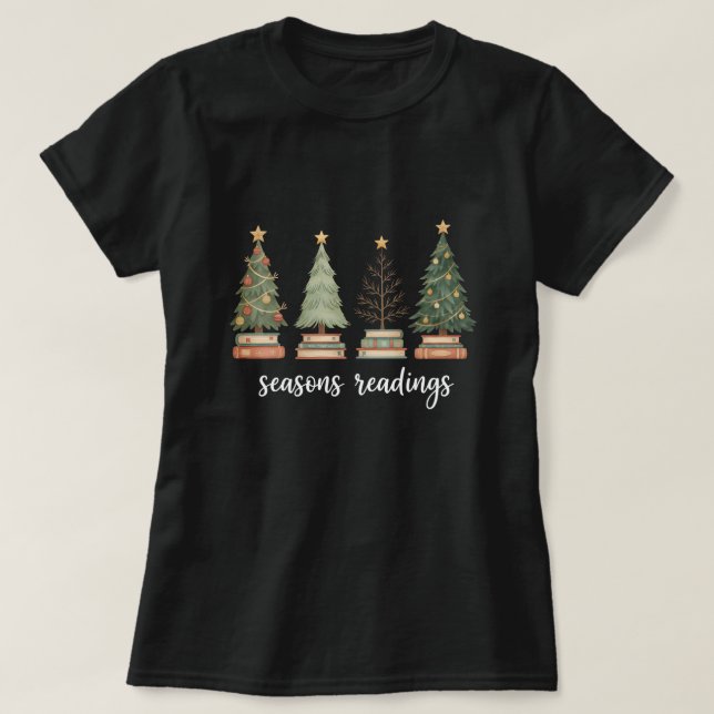 T-shirt Drôle de « Saisons de lecture » Noël (Design devant)