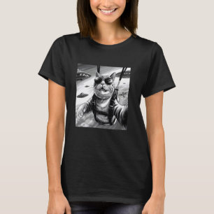 T-shirt Drôle de selfie vintage de chat en parachutisme av