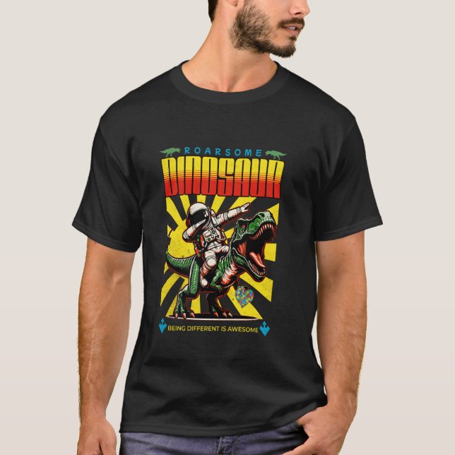 T-shirt Drôle de sensibilisation à l'autisme dinosaure pré (Devant)