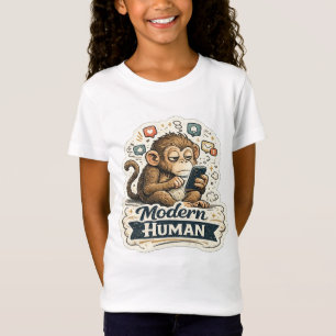 T-Shirt Drôle de singe humain moderne Smartphone Réseaux s