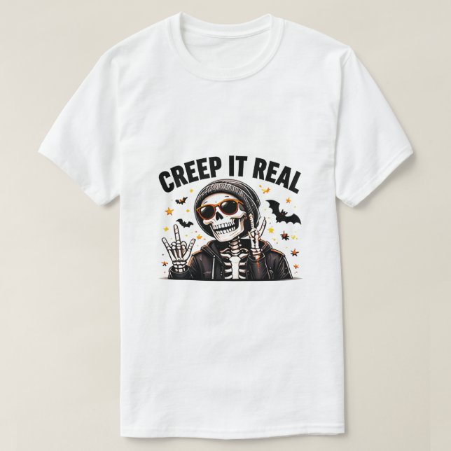 T-shirt Drôle de squelette cool Halloween Creeper C'est Vr (Design devant)