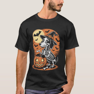 T-shirt Drôle de squelette de chien pour Halloween Créatio