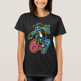 T-shirt Drôle de squelette skater 67 Mème Rétro skateboard