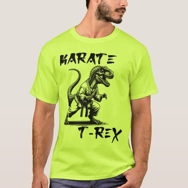 T-shirt drôle de T-Rex Karaté Dinosaure (Devant)