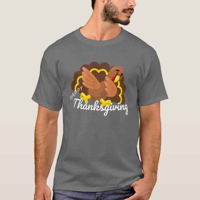 T-shirt drôle de Thanksgiving dabbing dinde (Devant)