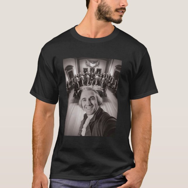 T-shirt Drôle de Thomas Jefferson Selfie Déclaration d'Ind (Devant)