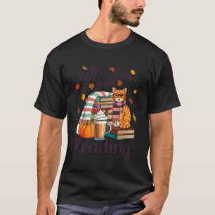 T-shirt Drôle de Tombe Amoureux de la Lecture Tacheté Chat