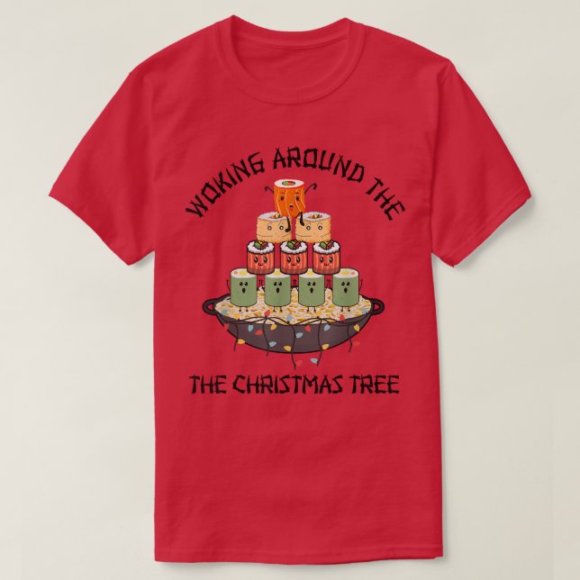 T-shirt Drôle de travailler autour de l'arbre de Noël Anim (Design devant)
