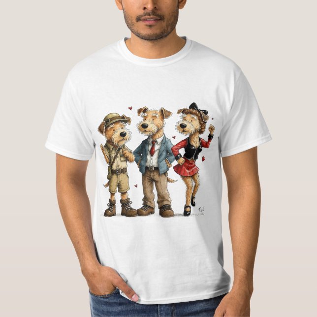 T-shirt drôle de trio de Terrier Airedale (Devant)