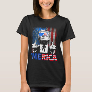 T-shirt Drôle de Trump 4 juillet Merica Drapeau Américain 