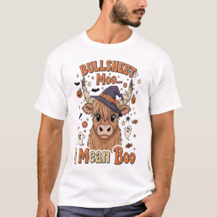 T-shirt Drôle de vache d'Halloween feuille de taureau je v