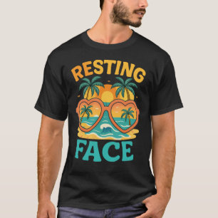 T-shirt drôle de visage de plage décontracté – Pu