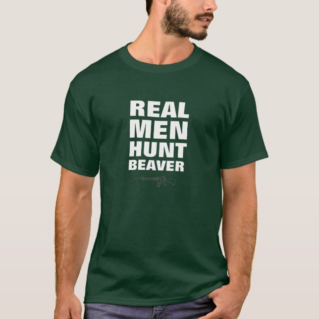 T-shirt drôle de vrai à hommes castor de chasse (Devant)