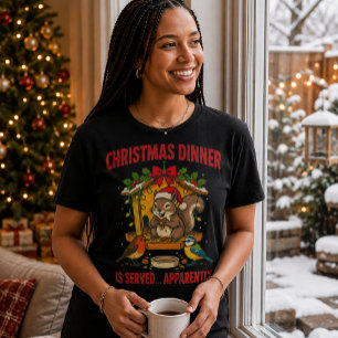 T-shirt drôle d'écureuil de dîner de Noël