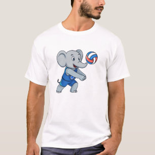T-shirt drôle d'éléphant de volley-ball sportif
