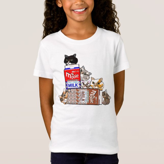 T-shirt drôle d'enfants de lait de chat et (Devant)