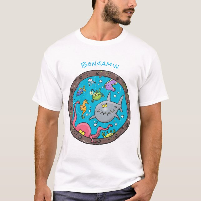 T-shirt Drôle des créatures marines sous l'eau dessin anim (Devant)