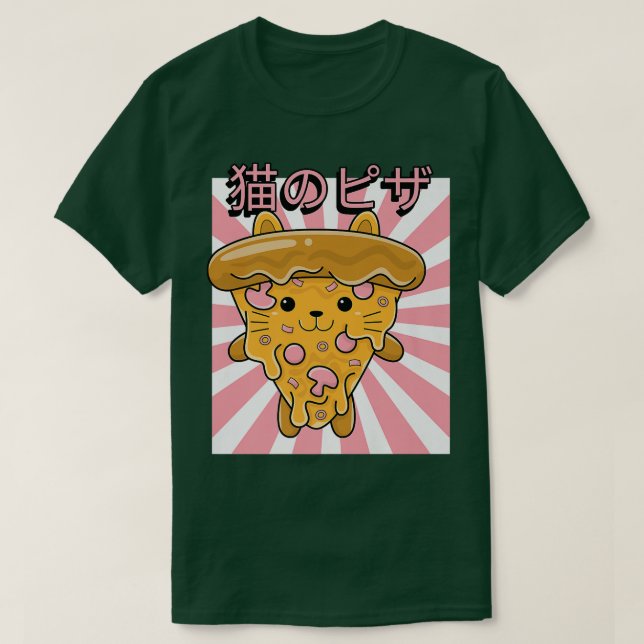 T-shirt Drôle design rétro années 90 de pizza chat kawaii  (Design devant)