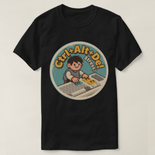 T-shirt Drôle Design Rétro Vintage Ctrl+Alt+Suppr Stress
