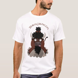 T-shirt Drôle dessin animé de bison de buffle
