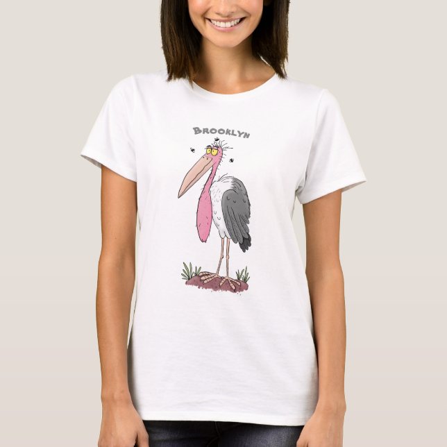 T-shirt Drôle dessin animé de cigogne en marabou (Devant)