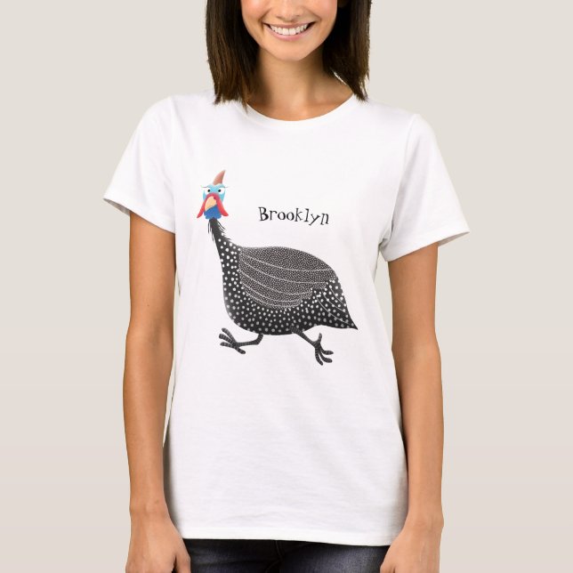 T-shirt Drôle dessin animé d'oiseau de Guineafowl (Devant)