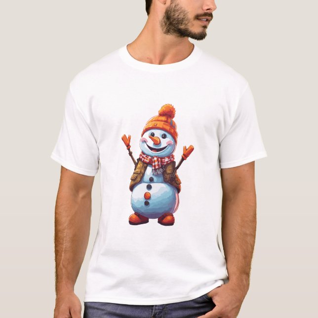 T-shirt Drôle dessin animé Snowman (Devant)
