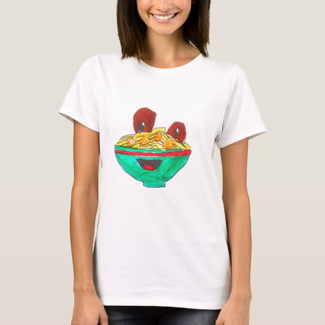 T-shirt Drôle dessin animé spaghetti boules de viande art (Devant)