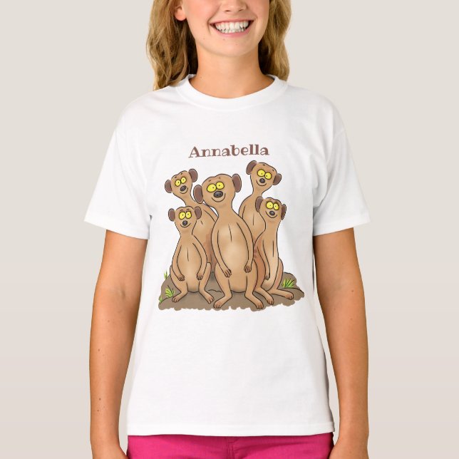 T-shirt Drôle dessin de la famille meerkat (Devant)