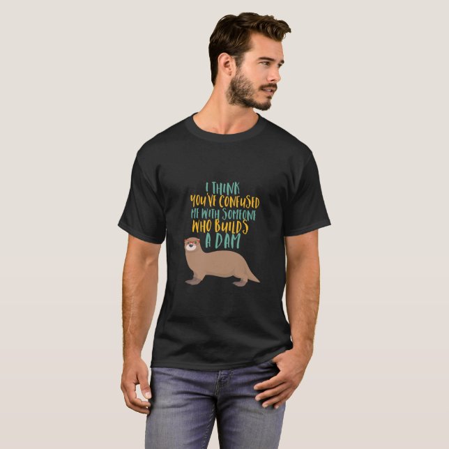 T-shirt Drôle dessin de Otter confondu avec castor de barr (Devant entier)