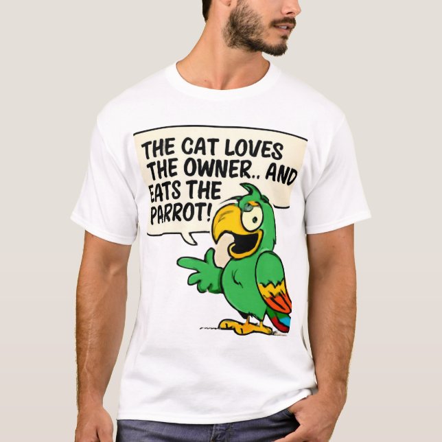 T-shirt Drôle dessin de perroquet avec Humour foncé (Devant)