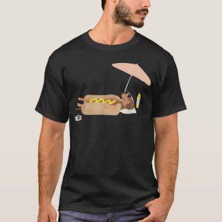 T-shirt Drôle d'été Chien saucisse de plage Teckel