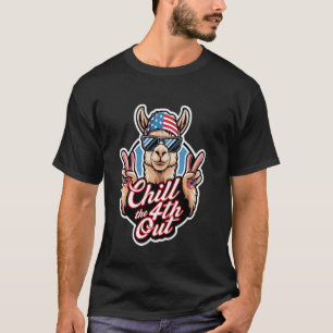 T-shirt Drôle Détendu Le Quatre Hors Lama Drôle 4 Juillet