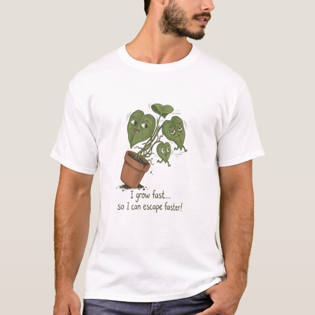 T-shirt drôle d'évasion de plante (Devant)