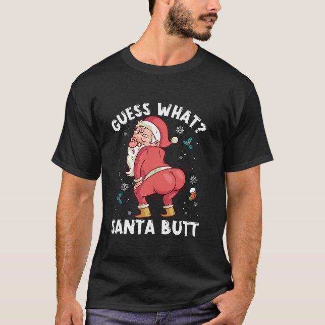 T-shirt Drôle Devinez ce Père Noël Butt Noël Famille Match (Devant)