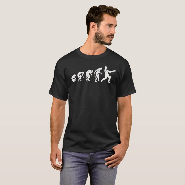 T-shirt drôle d'évolution de cricket (Devant entier)