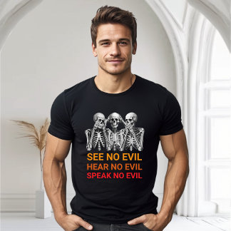 T-shirt Drôle d'Halloween Entendre Parler Voir Pas de Mal
