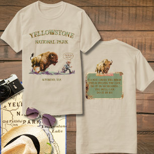 T-shirt drôle d'homme courant Bison Buffle América