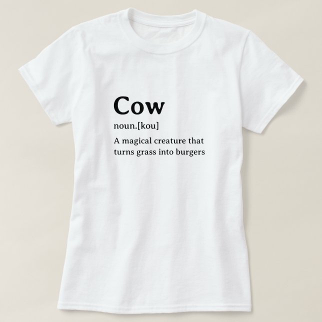 T-shirt Drôle Dictionnaire définition vache (Design devant)
