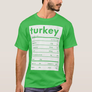 T-shirt Drôle dinde grâces données nutritionnelles