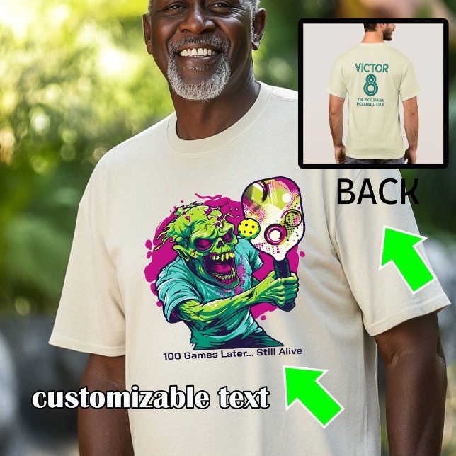 T-shirt Drôle Dinker Undead (Funny Undead Dinker T-Shirt, pickleball zombie with customizable text)