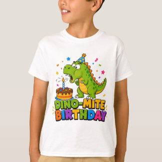 T-shirt drôle Dino-Mite Anniversaire T-Rex Gâteau