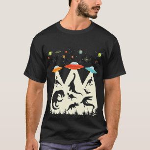 T-shirt Drôle Dinosaur OVNI Lover Cadeau Retro Alien Vinta